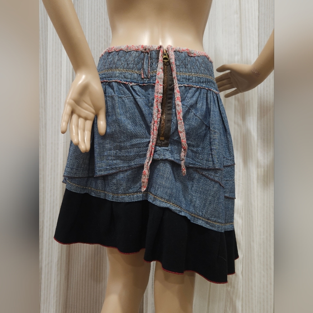 Vintage MARITHÉ & FRANÇOIS GIRBAUD Wool Blend Patchwork Multi-Layered Skirt - Picture 5 of 16
